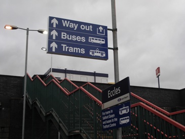 new interchange signs at Eccles station