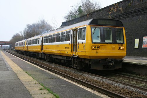 142055 + 142054 await the 1330 departure from Eccles to Liverpool Lime Street on Christmas Eve