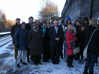 Eccles Sixth Form Centre students and staff with Freccles members at Eccles Station